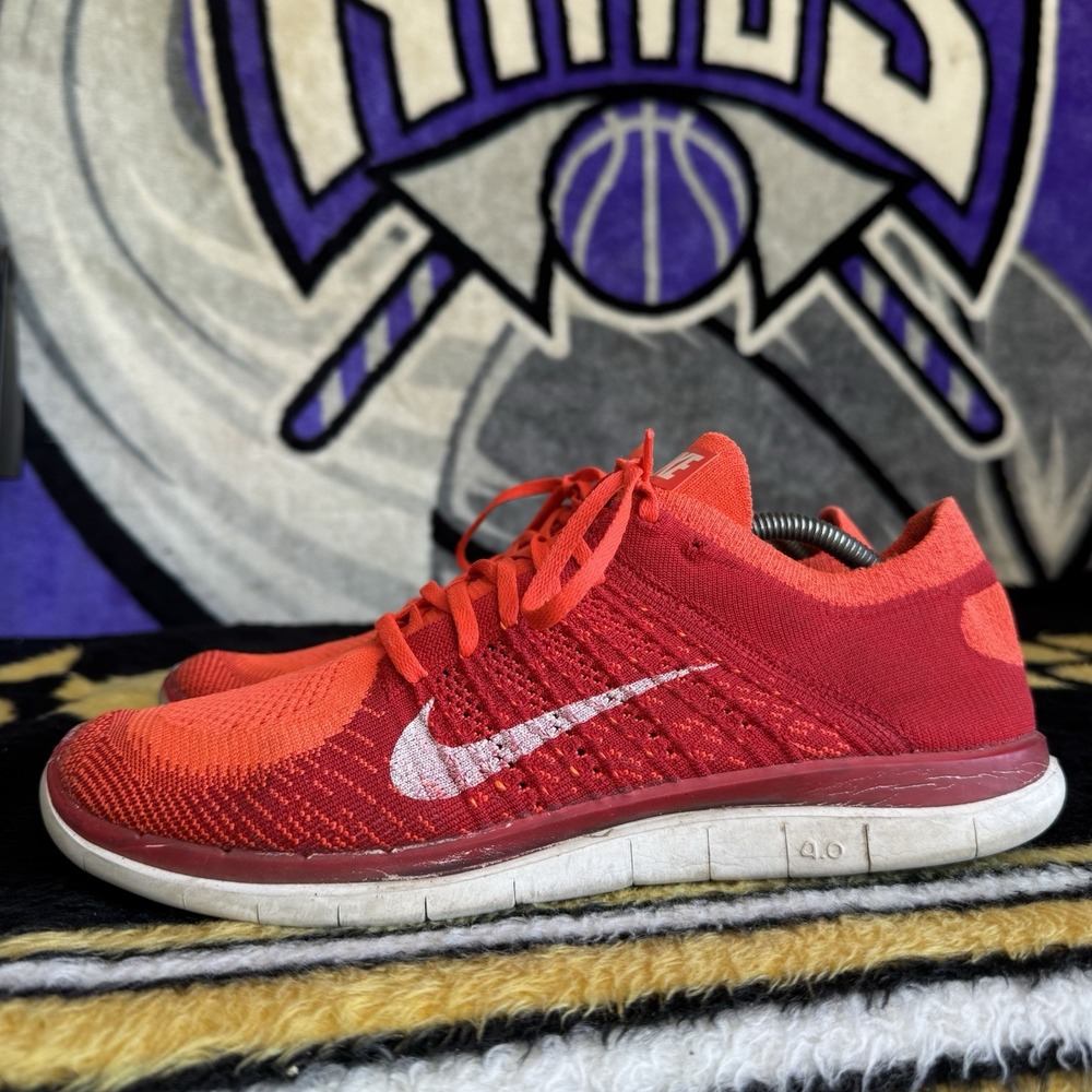 Size 12 - Nike Free Flyknit 4.0 631053-601 Men's Crimson University Red Shoes